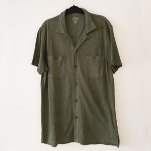J.Crew | Olive Green Cotton Slub Camp Shirt